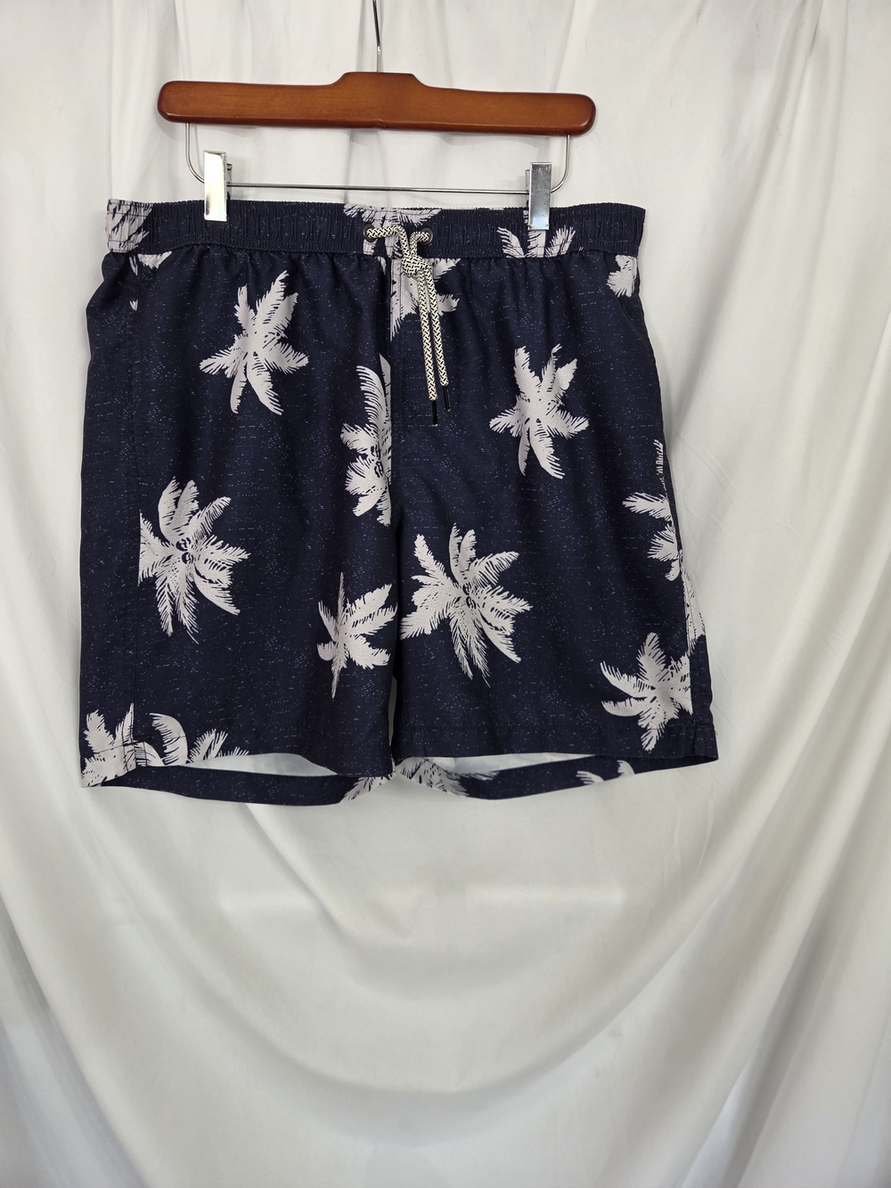 Maamgic Navy Palm-Print Swim Trunks Size XL